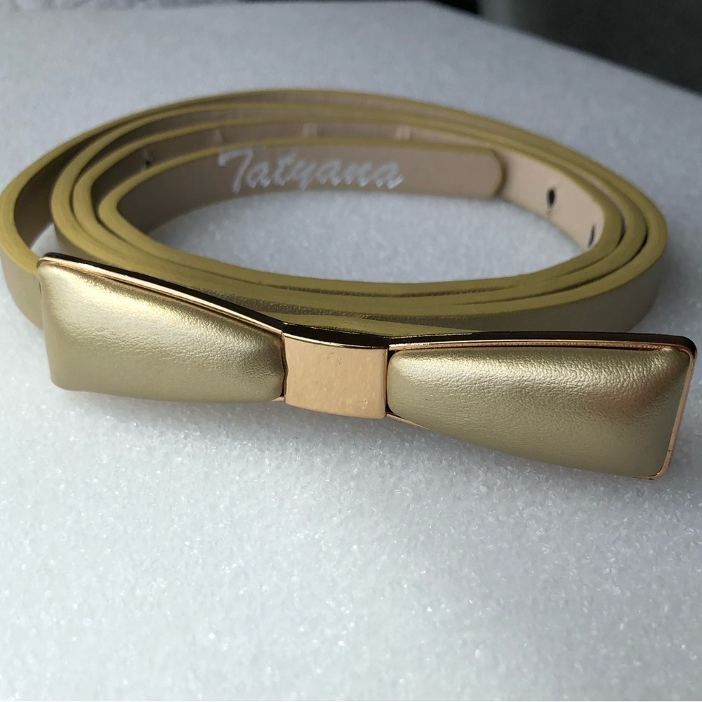 Tatyana Adjustable Gold Bow Belt with Gold Accent